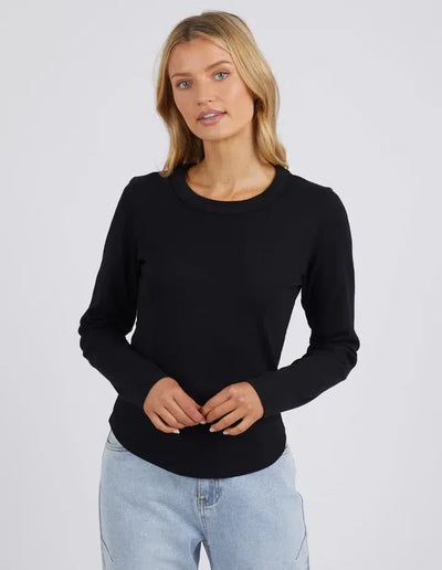 Scoop L/S Rib - Black-Foxwood-Lima & Co