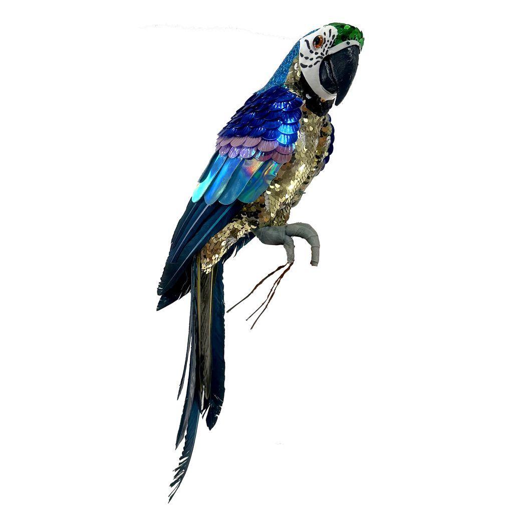 Sequin Perched Parrot Blue Purple-Swing-Lima & Co