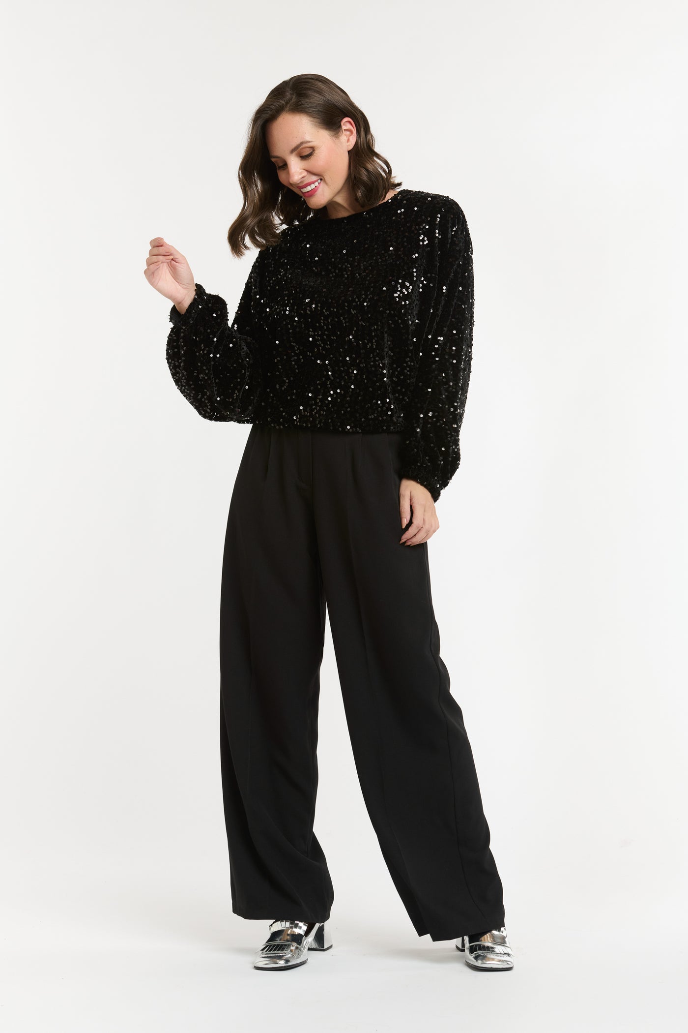 Sequin Top - Black-Urban Luxury-Lima & Co