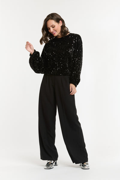 Sequin Top - Black-Urban Luxury-Lima & Co