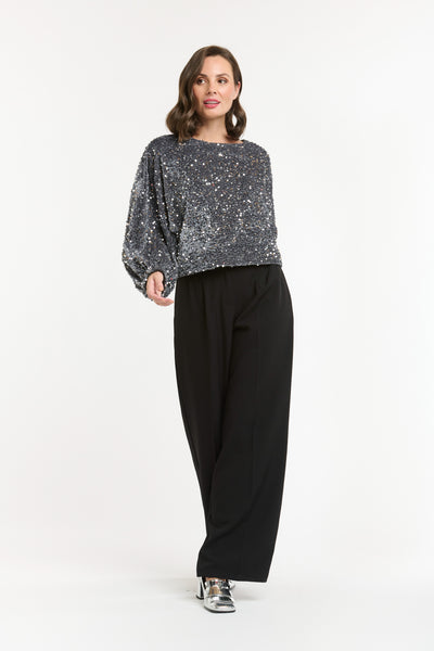 Sequin Top - Grey-Urban Luxury-Lima & Co