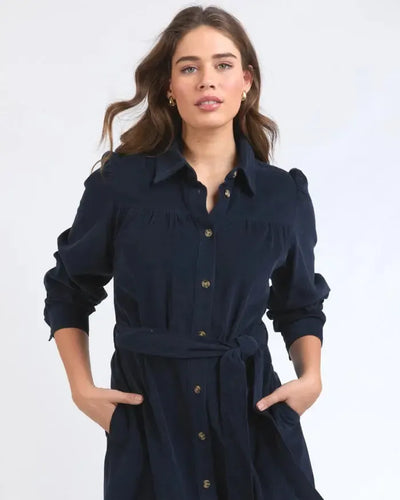 Serena Cord Dress - Dark Sapphire-Elm Lifestyle-Lima & Co