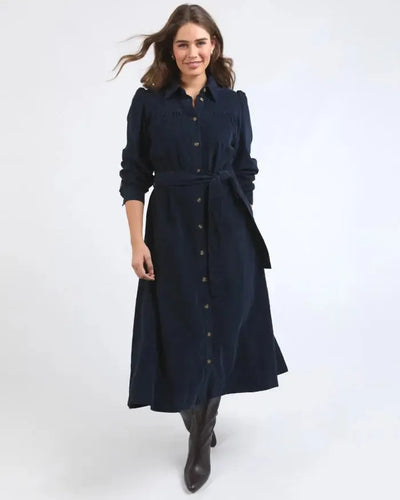 Serena Cord Dress - Dark Sapphire-Elm Lifestyle-Lima & Co