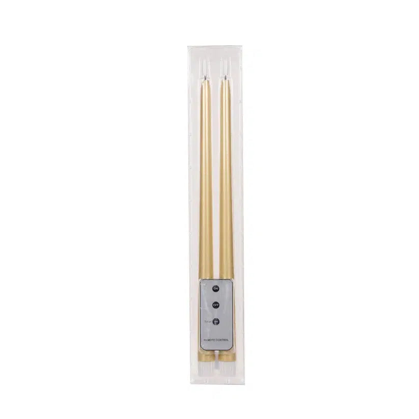 Set/2 Champagne Led Taper Candles-Holly and Ivy-Lima & Co