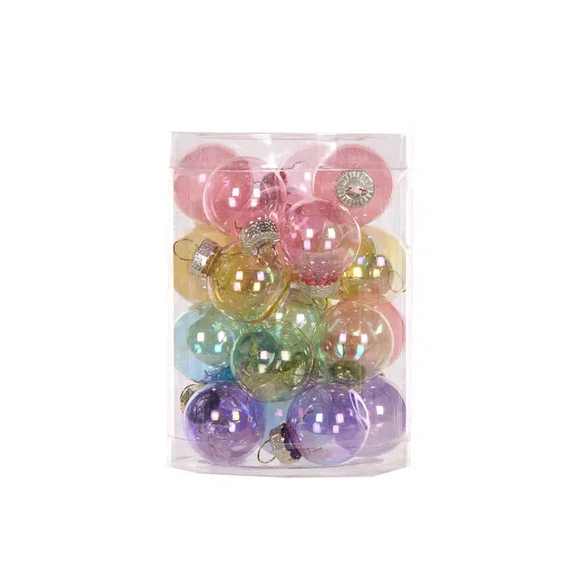 Set/24 2.5Cm Glass Candy Baubles-Holly and Ivy-Lima & Co
