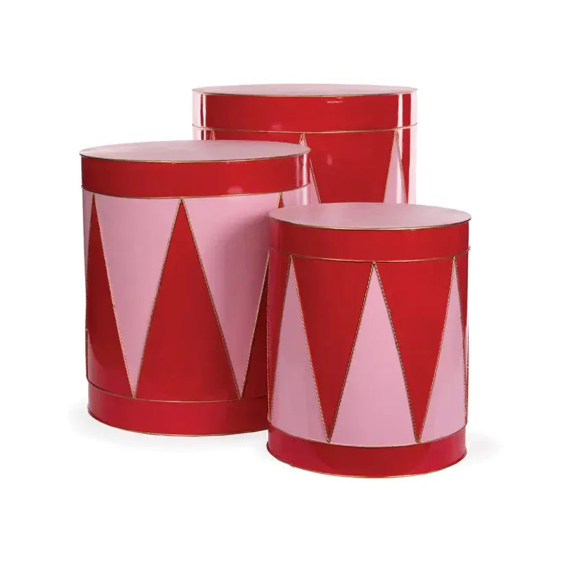 Set/3 Red And Pink Harlequin Drums-Holly and Ivy-Lima & Co