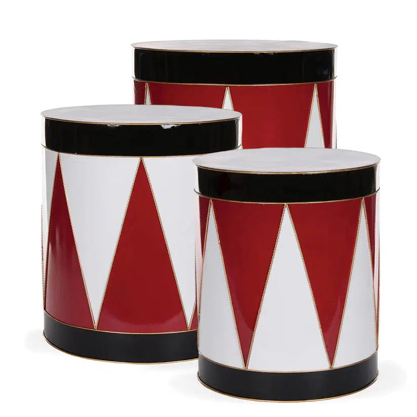 Set/3 Traditional Harlequin Drums-Holly and Ivy-Lima & Co