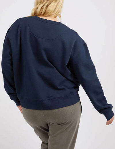 Shelly Fleece Crew - Navy-Elm Lifestyle-Lima & Co
