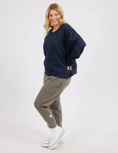 Shelly Fleece Crew - Navy-Elm Lifestyle-Lima & Co