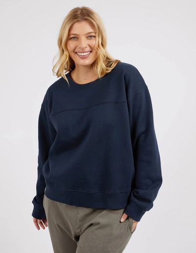 Shelly Fleece Crew - Navy-Elm Lifestyle-Lima & Co