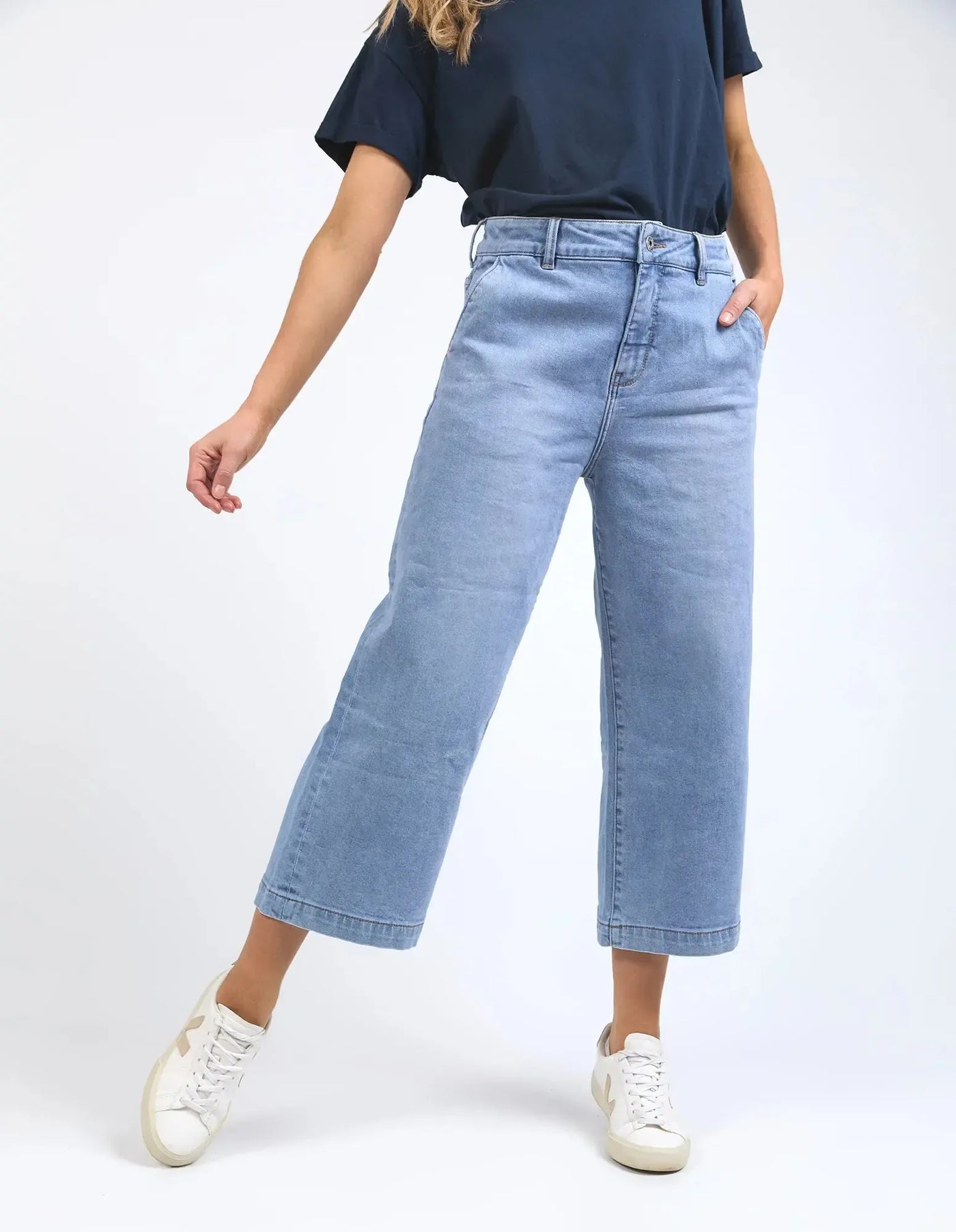 Sidney Cropped Wide Leg Jean - Light Blue-Elm Lifestyle-Lima & Co