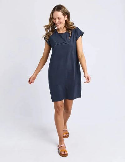 Signature Embroidery Tee Dress - Navy-Foxwood-Lima & Co