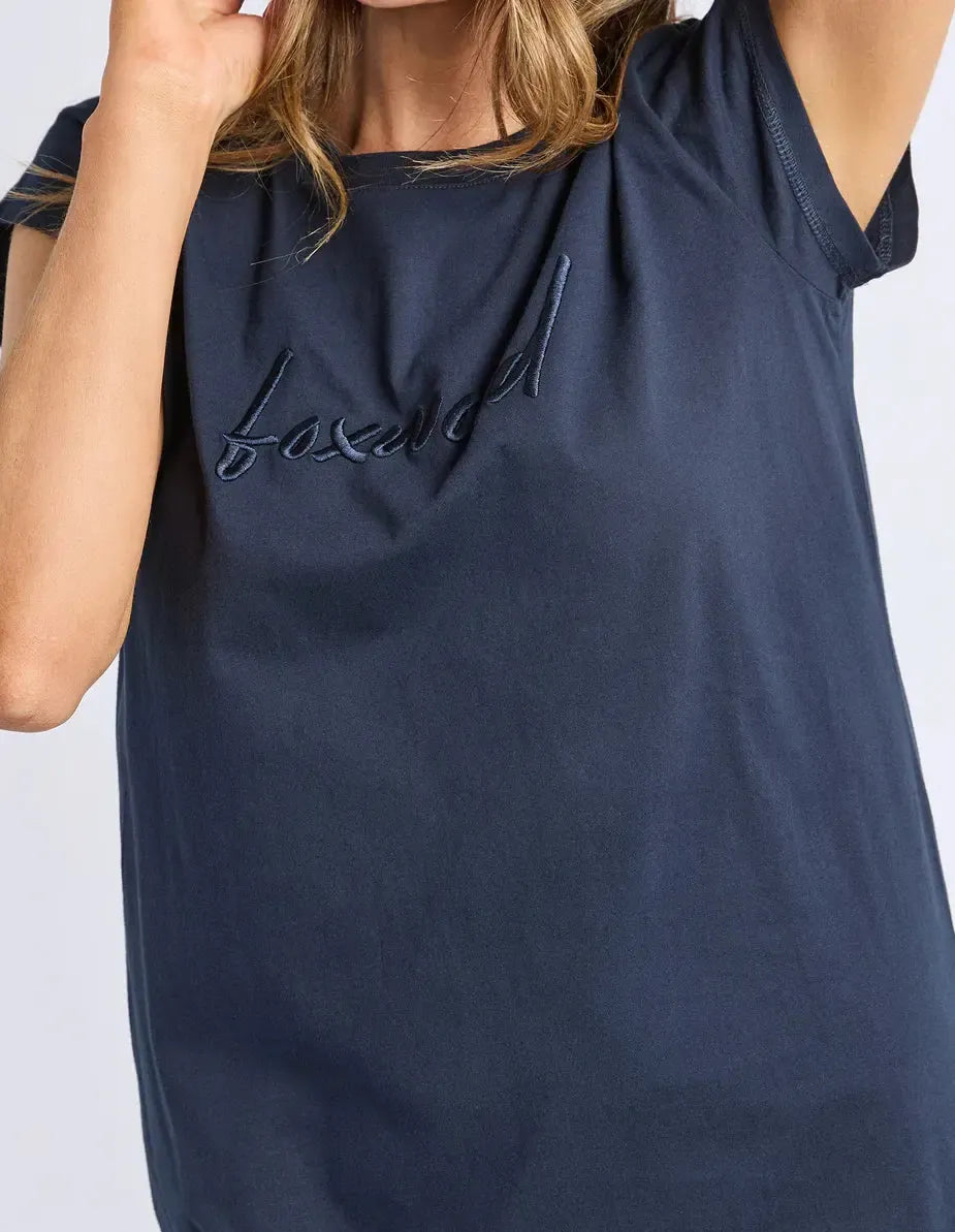 Signature Embroidery Tee Dress - Navy-Foxwood-Lima & Co