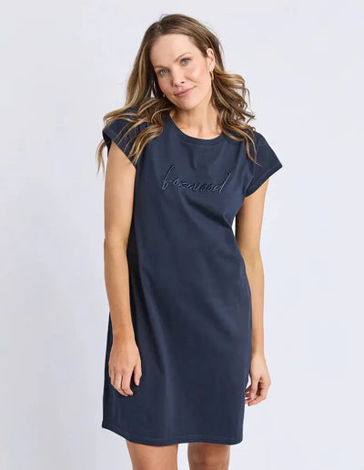 Signature Embroidery Tee Dress - Navy-Foxwood-Lima & Co