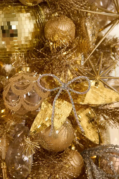 Silver Beaded Bow Ornament-Holly and Ivy-Lima & Co