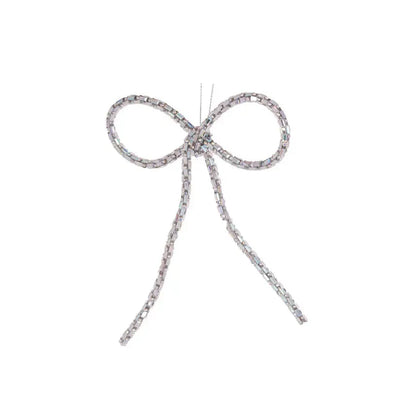 Silver Beaded Bow Ornament-Holly and Ivy-Lima & Co