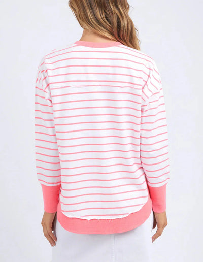 Simplified Crew - Stripe - Neon Pink-Foxwood-Lima & Co
