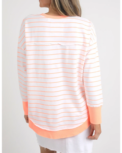 Simplified Stripe Crew - Neon Peach-Foxwood-Lima & Co