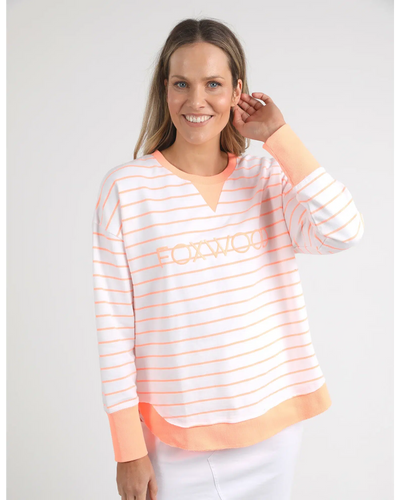 Simplified Stripe Crew - Neon Peach-Foxwood-Lima & Co