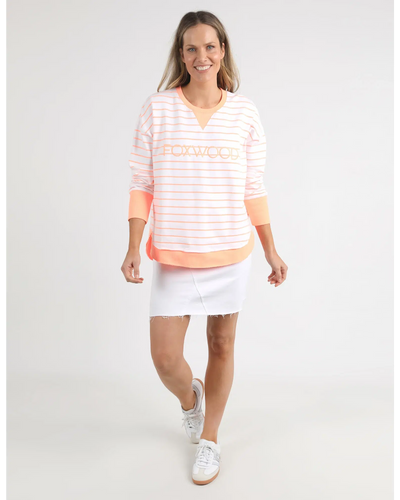 Simplified Stripe Crew - Neon Peach-Foxwood-Lima & Co