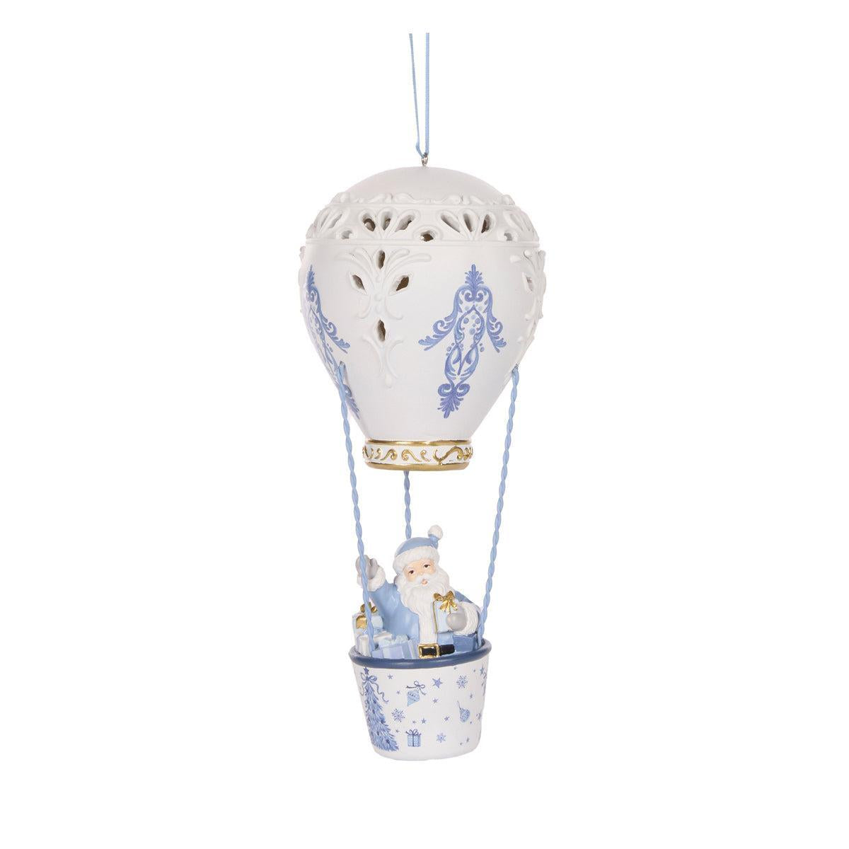 Snowy Blue Santa In Hot Air Balloon-Holly and Ivy-Lima & Co