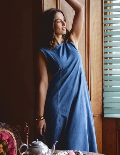 Solene Denim Dress - Mid Blue-Foxwood-Lima & Co