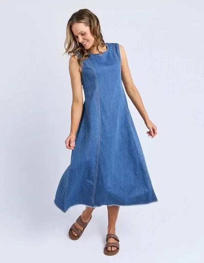 Solene Denim Dress - Mid Blue-Foxwood-Lima & Co