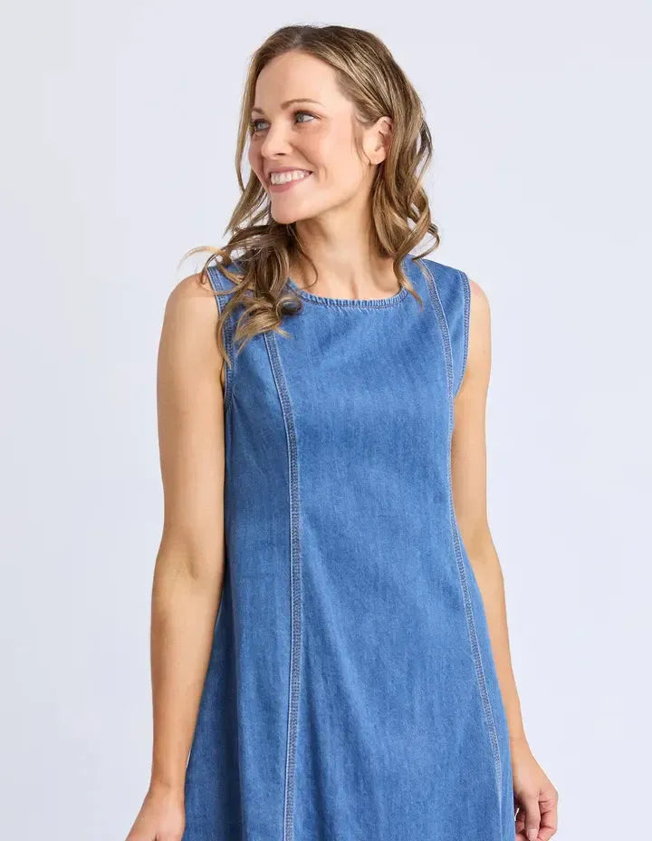 Solene Denim Dress - Mid Blue-Foxwood-Lima & Co