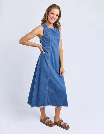 Solene Denim Dress - Mid Blue-Foxwood-Lima & Co
