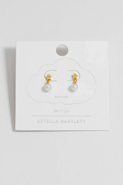 Star and Pearl Stud Earrings - Gold Plated-Estella Bartlett-Lima & Co