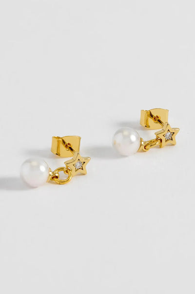 Star and Pearl Stud Earrings - Gold Plated-Estella Bartlett-Lima & Co