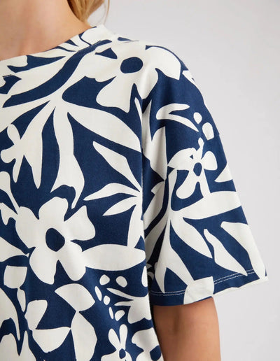 Stencil Floral Tee - Blue-Elm Lifestyle-Lima & Co