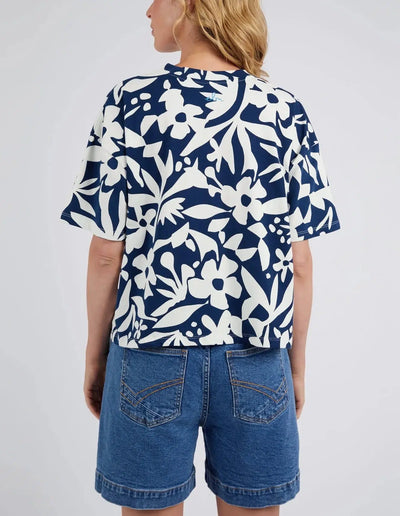 Stencil Floral Tee - Blue-Elm Lifestyle-Lima & Co