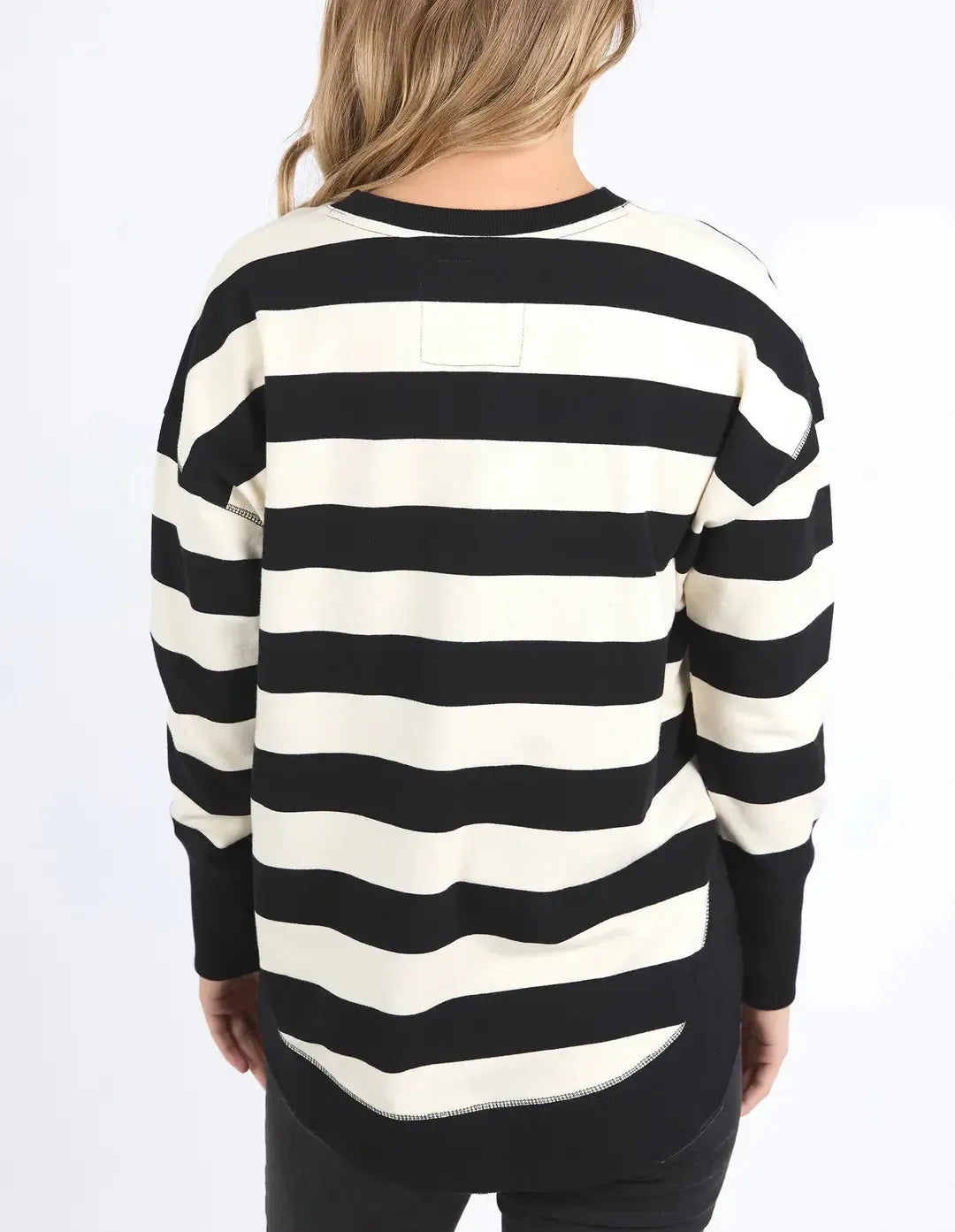 Striped Delilah Crew - Black-Foxwood-Lima & Co