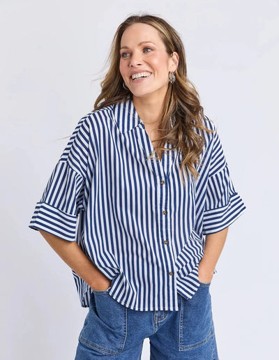 Striped Holiday Shirt - Ocean Stripe-Elm Lifestyle-Lima & Co