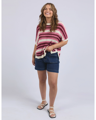Striped Knit Top - Chateau Rose Stripe-Elm Lifestyle-Lima & Co