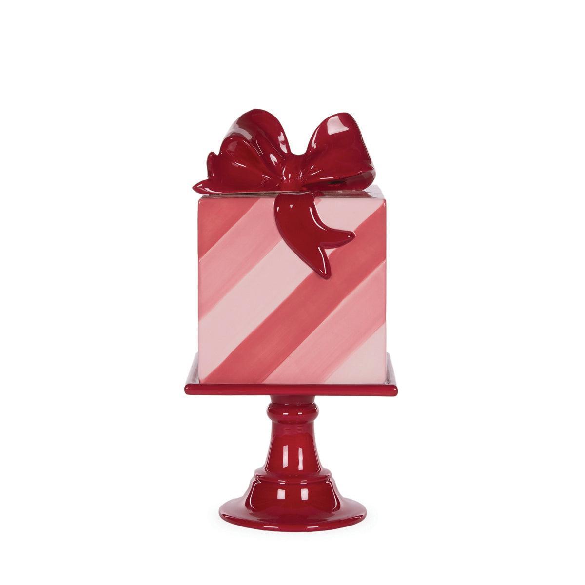 Striped Present Cake Stand-Holly and Ivy-Lima & Co
