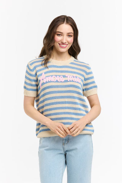 Striped Sweat Amore Mio - Light Blue-Urban Luxury-Lima & Co