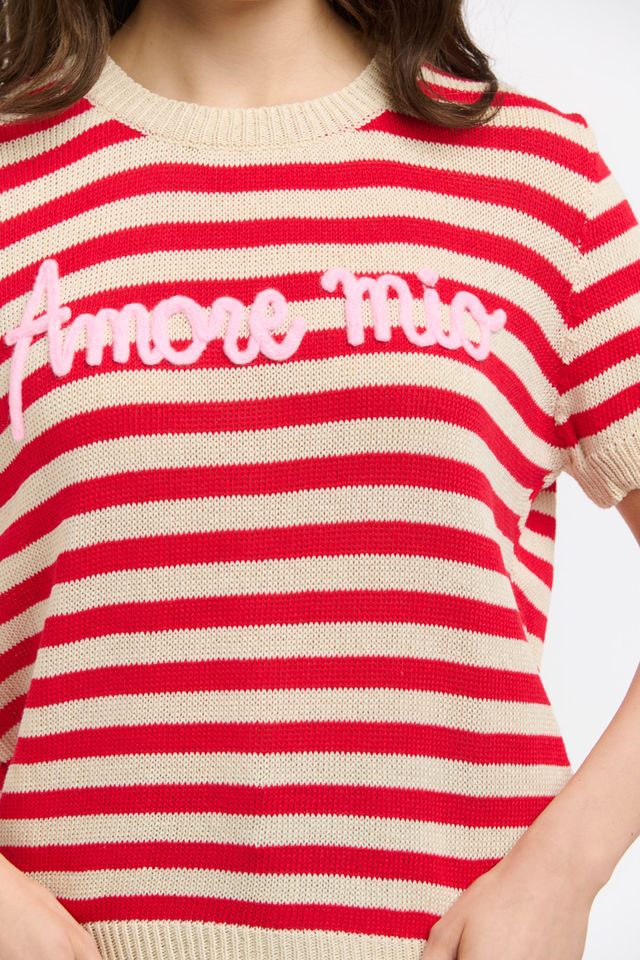 Striped Sweat Amore Mio - Red-Urban Luxury-Lima & Co