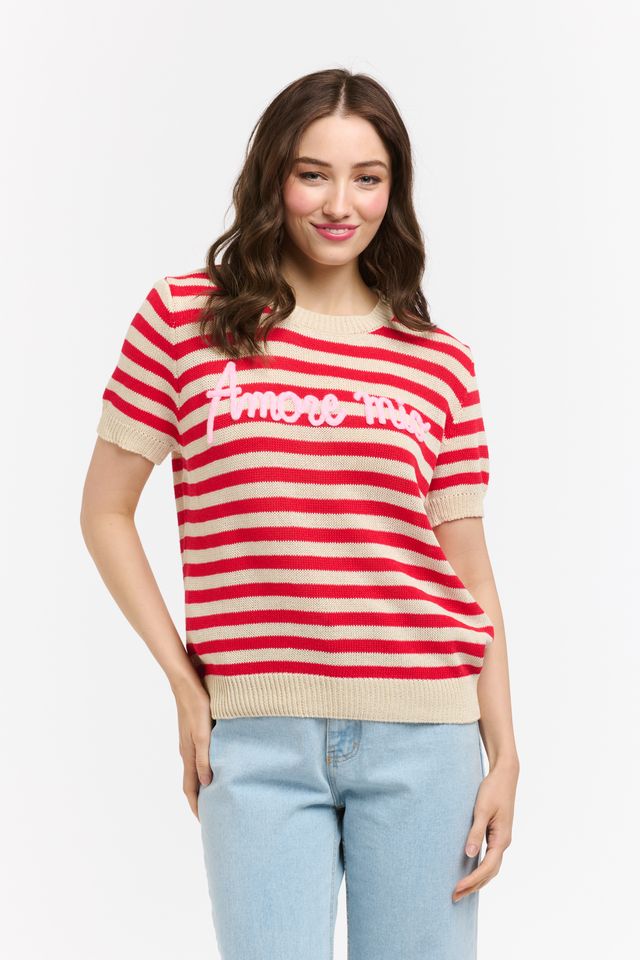 Striped Sweat Amore Mio - Red-Urban Luxury-Lima & Co