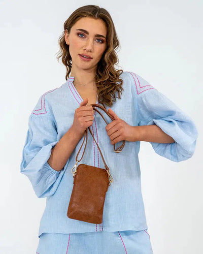 Sullivan Phone Bag - Tan Pebble-Elms and King-Lima & Co