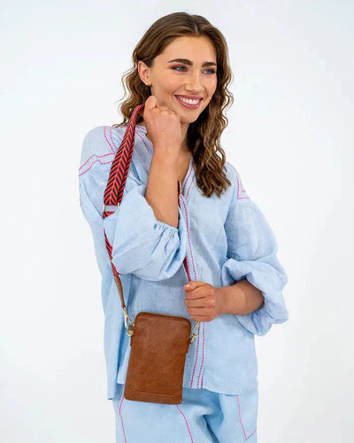 Sullivan Phone Bag - Tan Pebble-Elms and King-Lima & Co