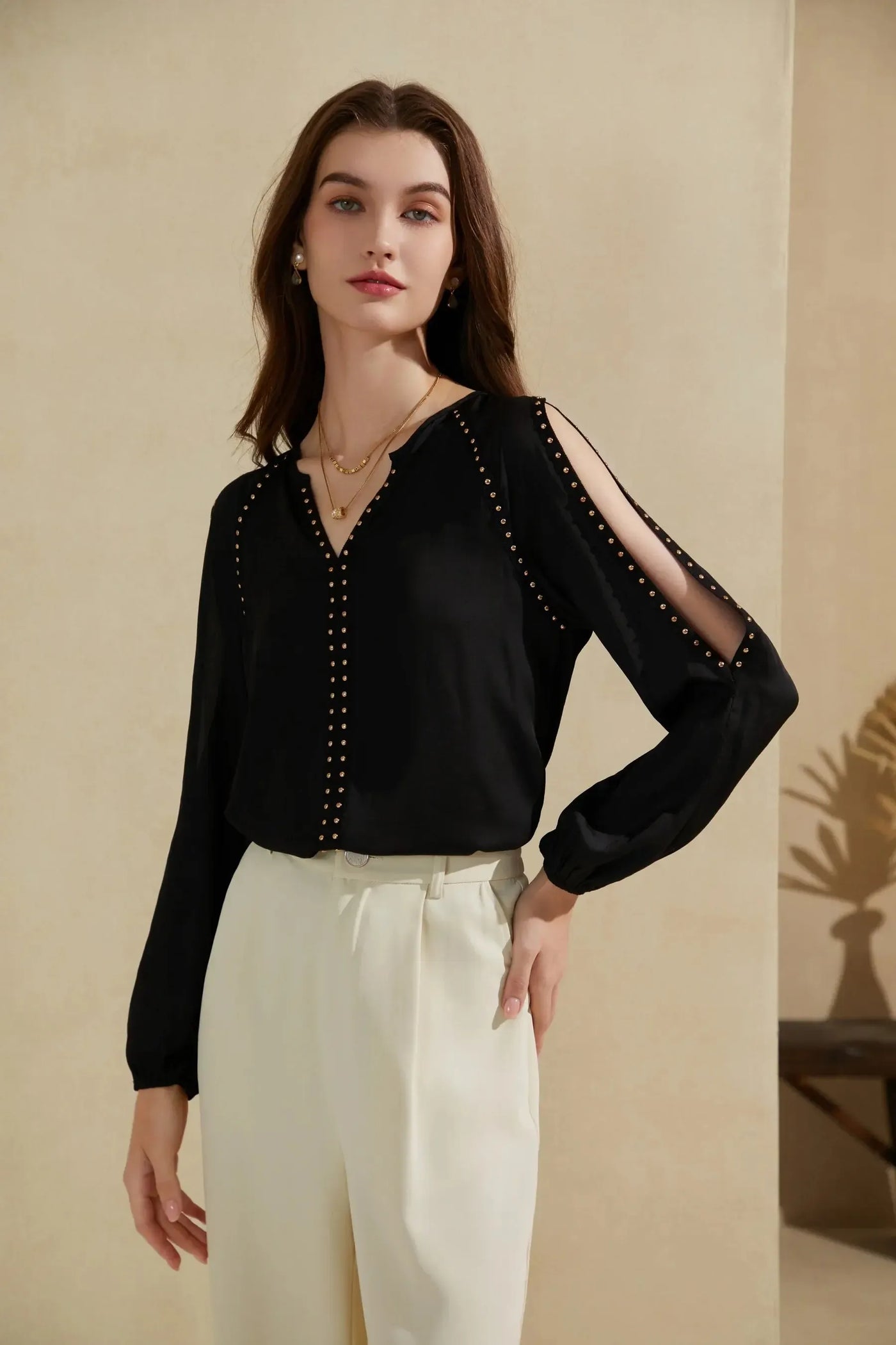 Tahari Long Sleeves Blouse - Black-GDS Australia-Lima & Co