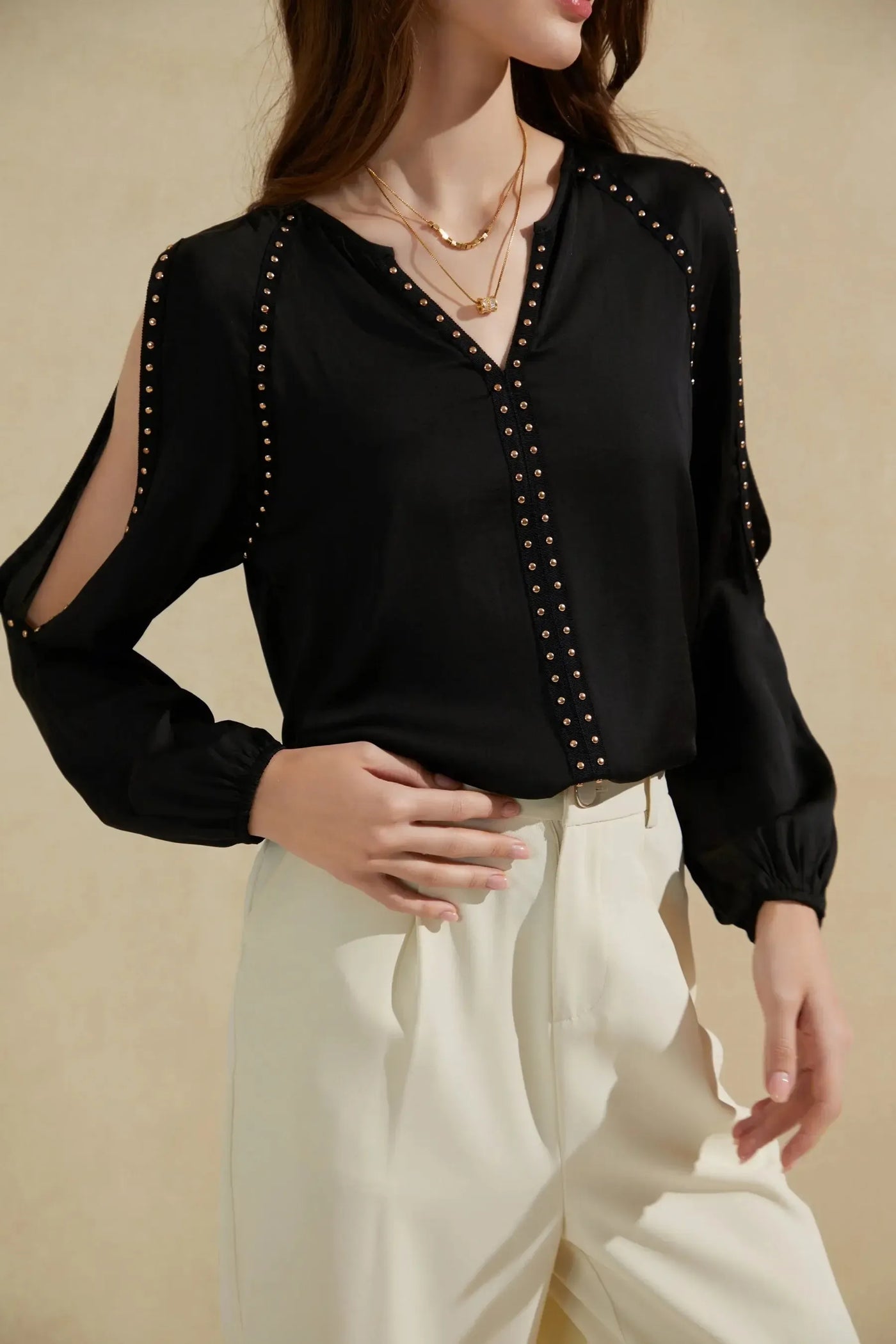 Tahari Long Sleeves Blouse - Black-GDS Australia-Lima & Co