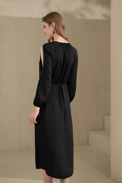 Tahari Long Sleeves Long Dress - Black-GDS Australia-Lima & Co