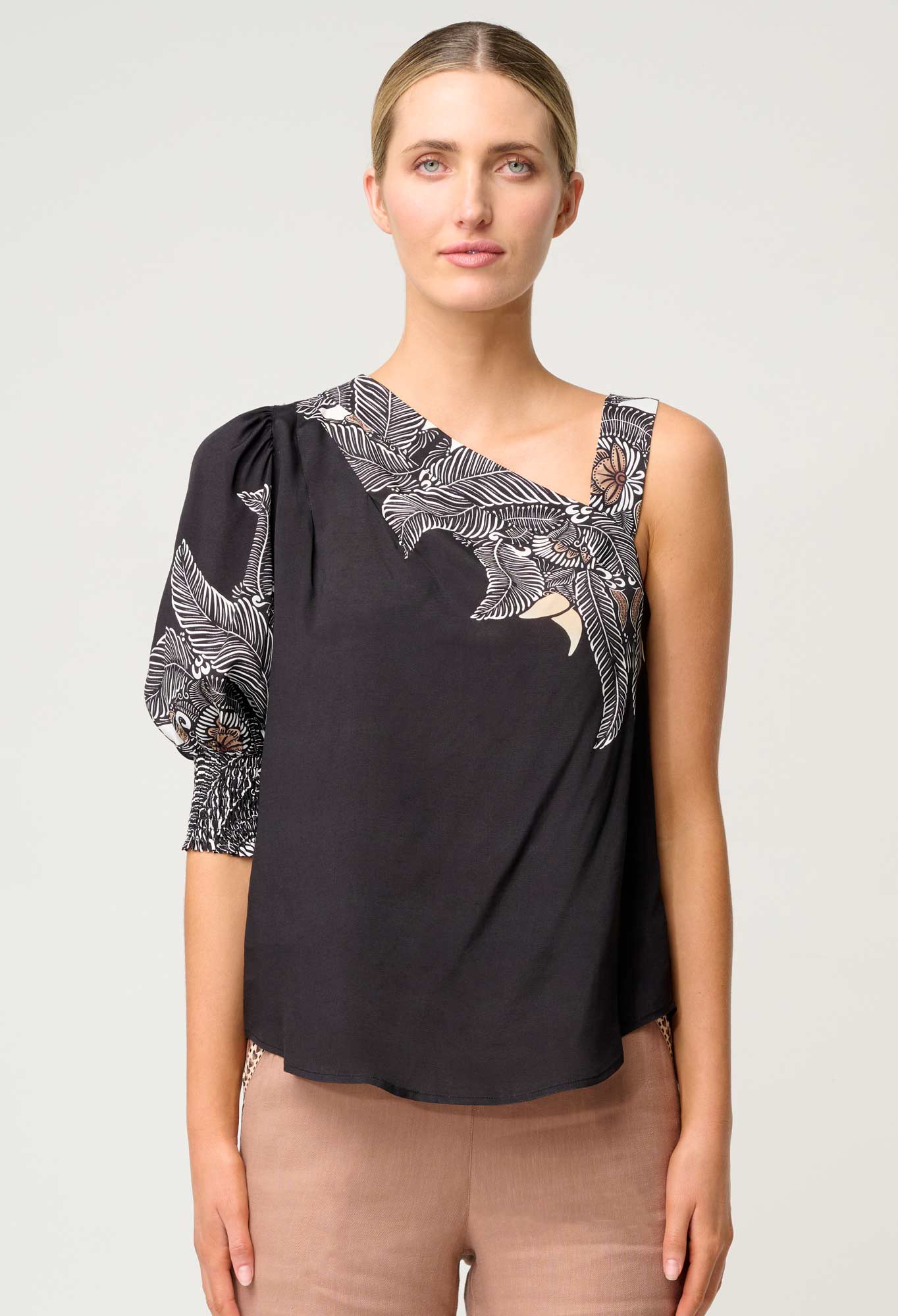 Tahni One Sleeve Top - Onyx Casablanca-Once Was-Lima & Co