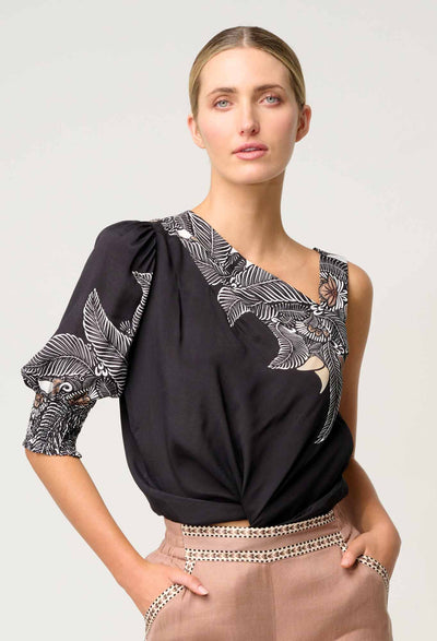 Tahni One Sleeve Top - Onyx Casablanca-Once Was-Lima & Co