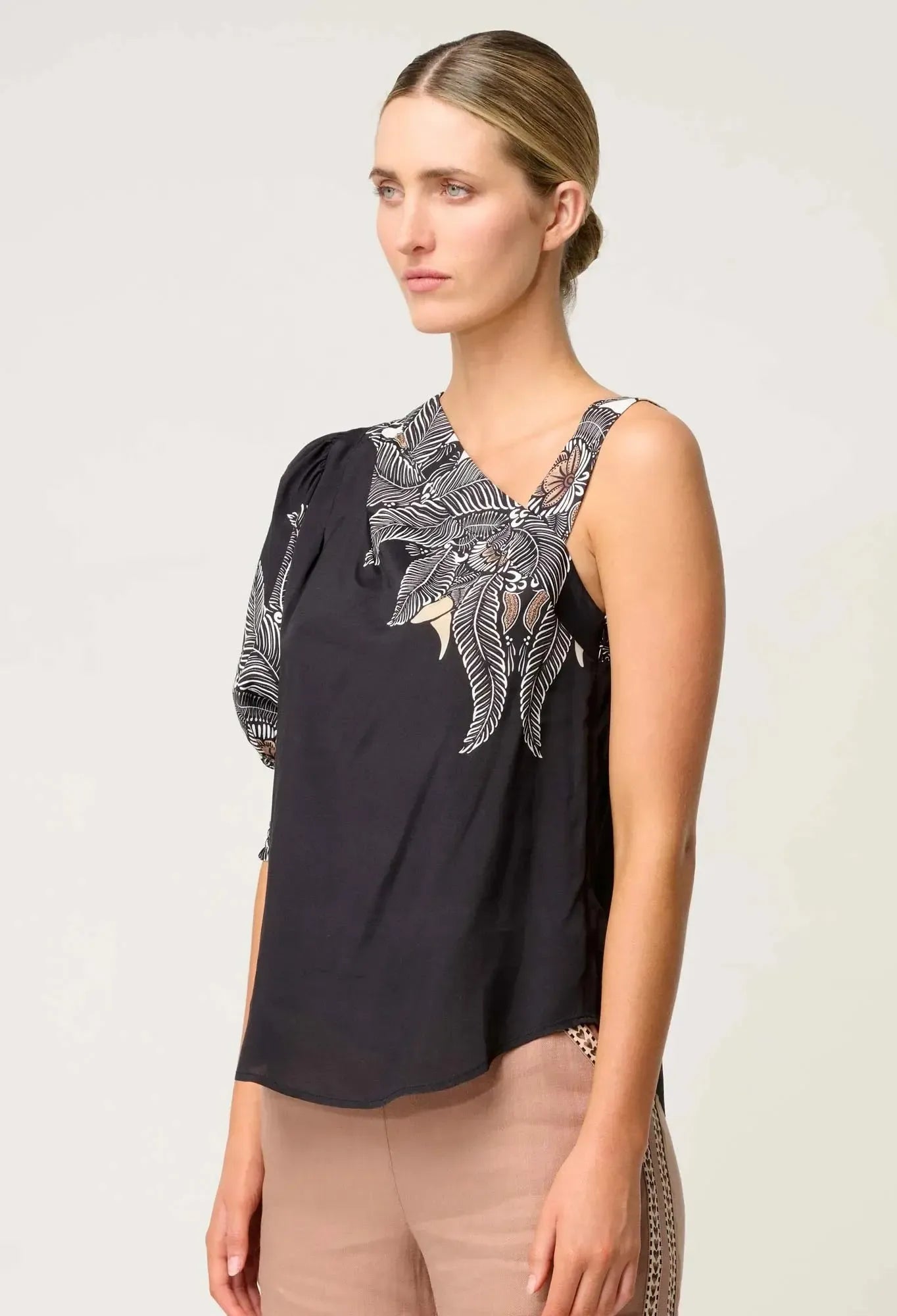 Tahni One Sleeve Top - Onyx Casablanca-Once Was-Lima & Co