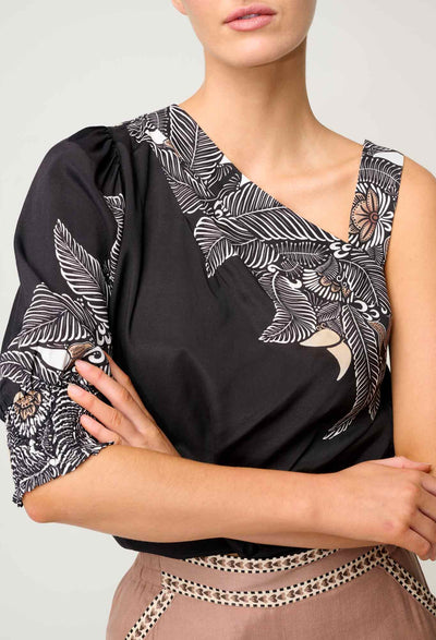 Tahni One Sleeve Top - Onyx Casablanca-Once Was-Lima & Co
