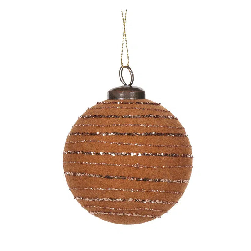 Tan Lined Bauble-Holly and Ivy-Lima & Co